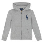 Boys Grey Logo Zip Up Top, 1, hi-res