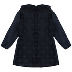 Girls Navy Velvet Dress, 1, hi-res