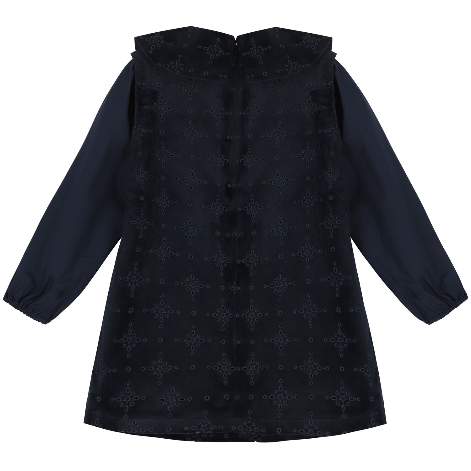 Girls Navy Velvet Dress, 1, hi-res