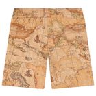 Boys Beige Geo Map Shorts, 1, hi-res
