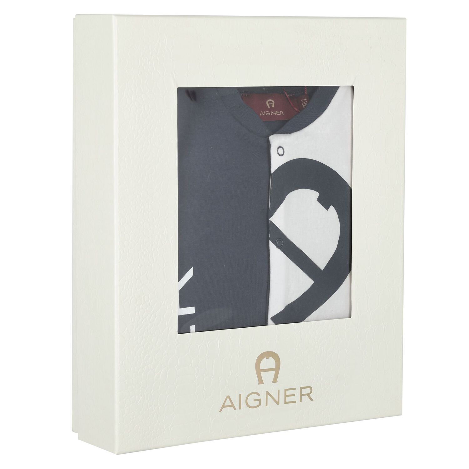 Boys Navy Blue & White Logo Babygrow, Hat & Bib Gift Set, 1, hi-res