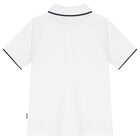 Boys White Logo Polo Shirt, 1, hi-res