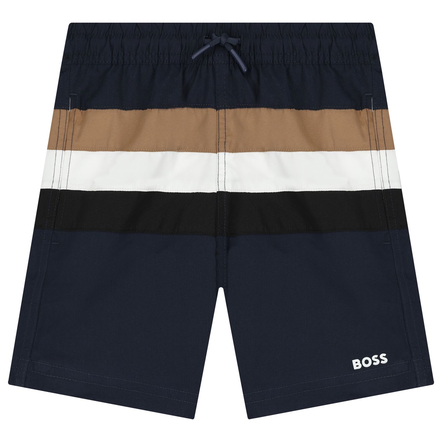 Boys Navy Blue Logo Swim Shorts, 1, hi-res