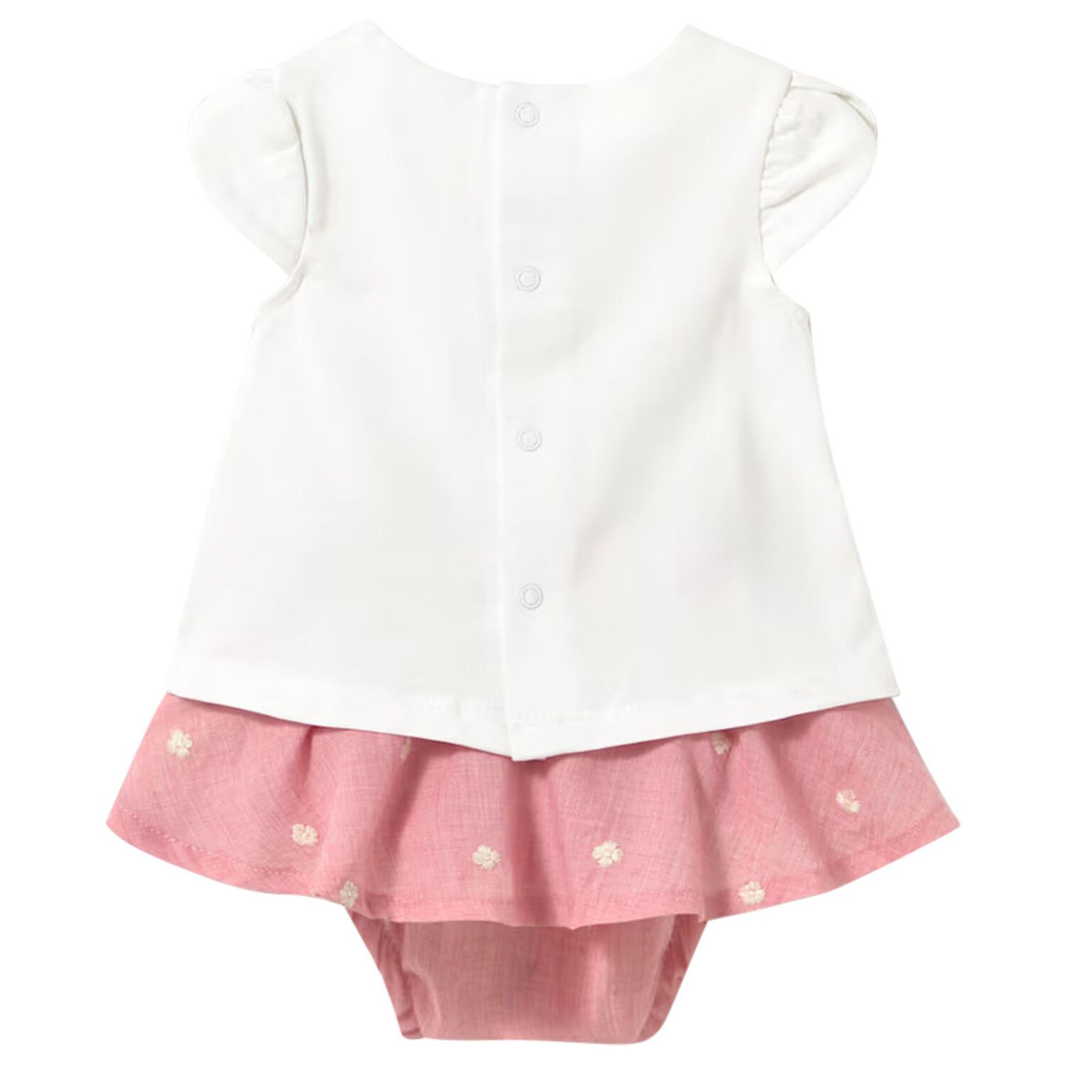 Baby Girls White & Pink Teddy Bear Skirt Set, 1, hi-res
