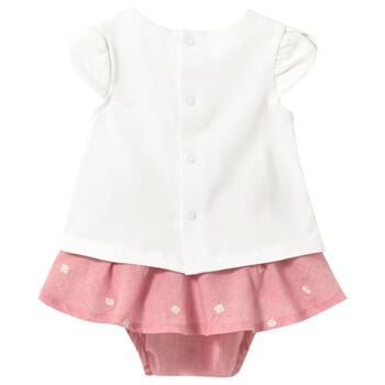 Baby Girls White & Pink Teddy Bear Skirt Set