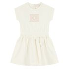 Younger Girls Ivory Logo Dress, 1, hi-res
