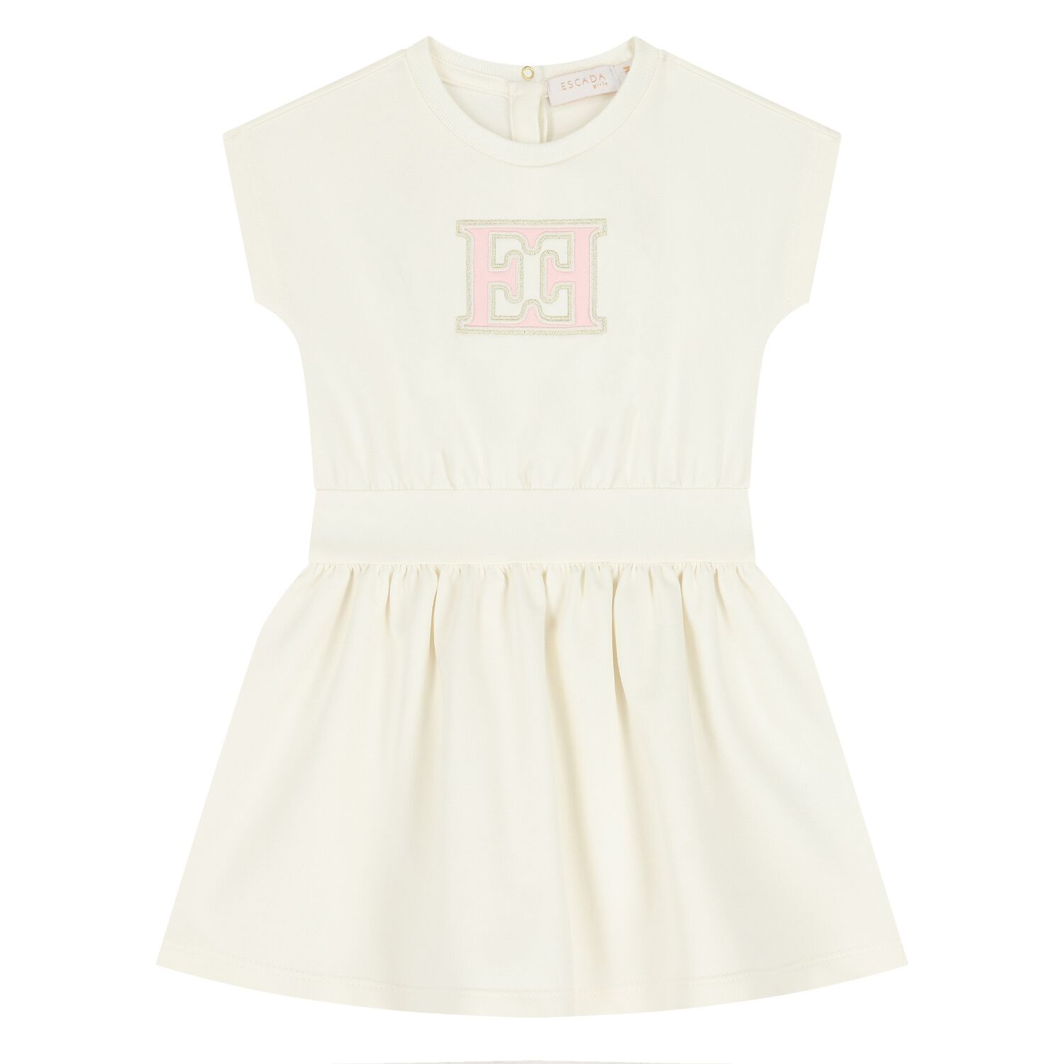 Younger Girls Ivory Logo Dress, 1, hi-res
