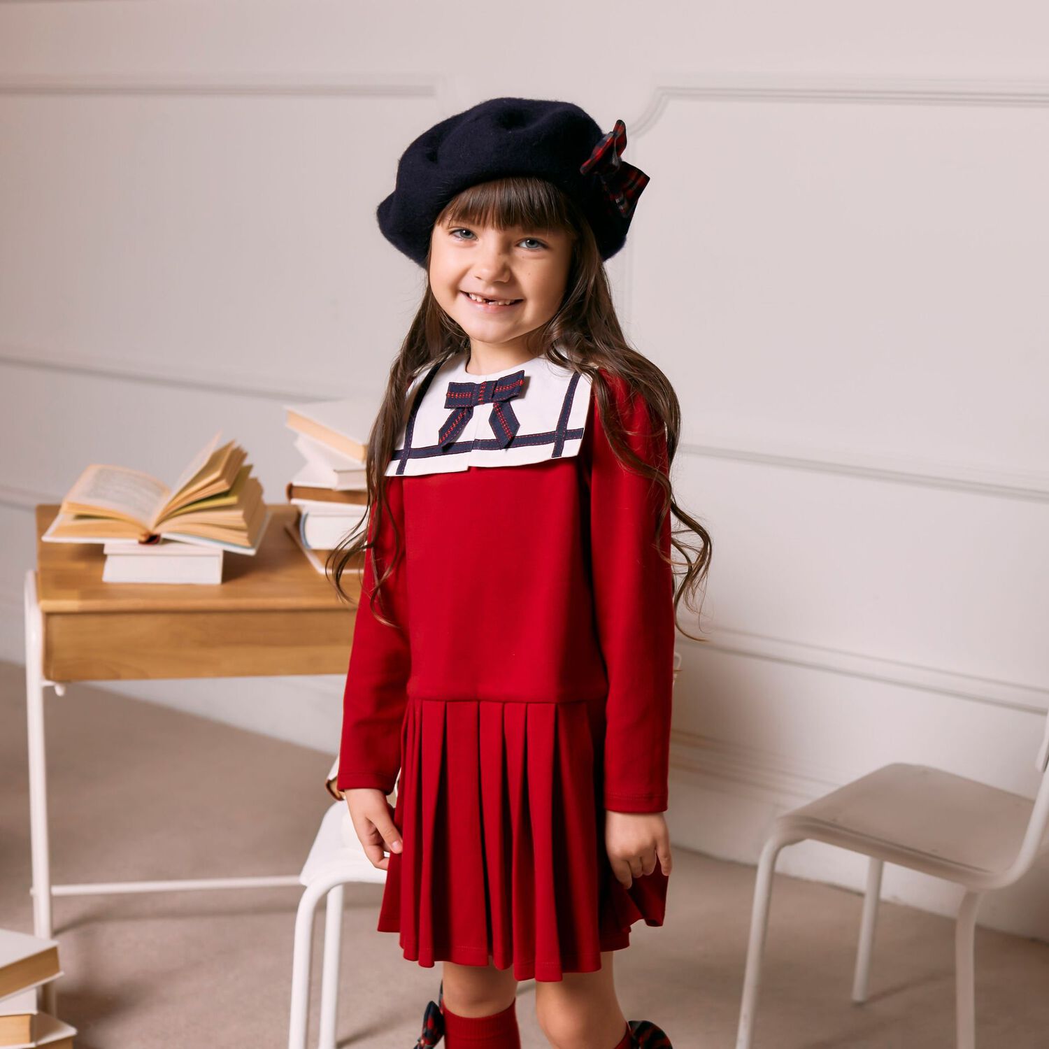 Girls Red Bow Dress, 2, hi-res image number null