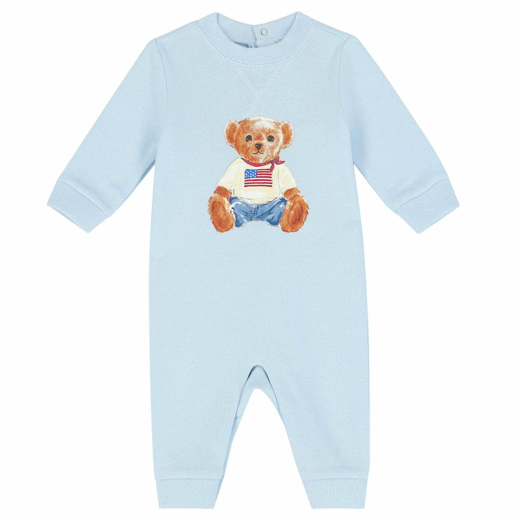 Ralph Lauren Baby Boys Blue Teddy Romper Junior Couture UK