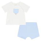 Baby Boys Blue & White Shorts Set, 2, hi-res