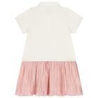 Girls Ivory & Pink Logo Dress, 1, hi-res