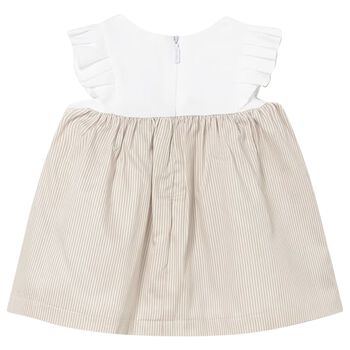 Baby Girls White & Beige Dress
