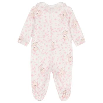 Baby Girls Ivory & Pink Teddy Bear Babygrow