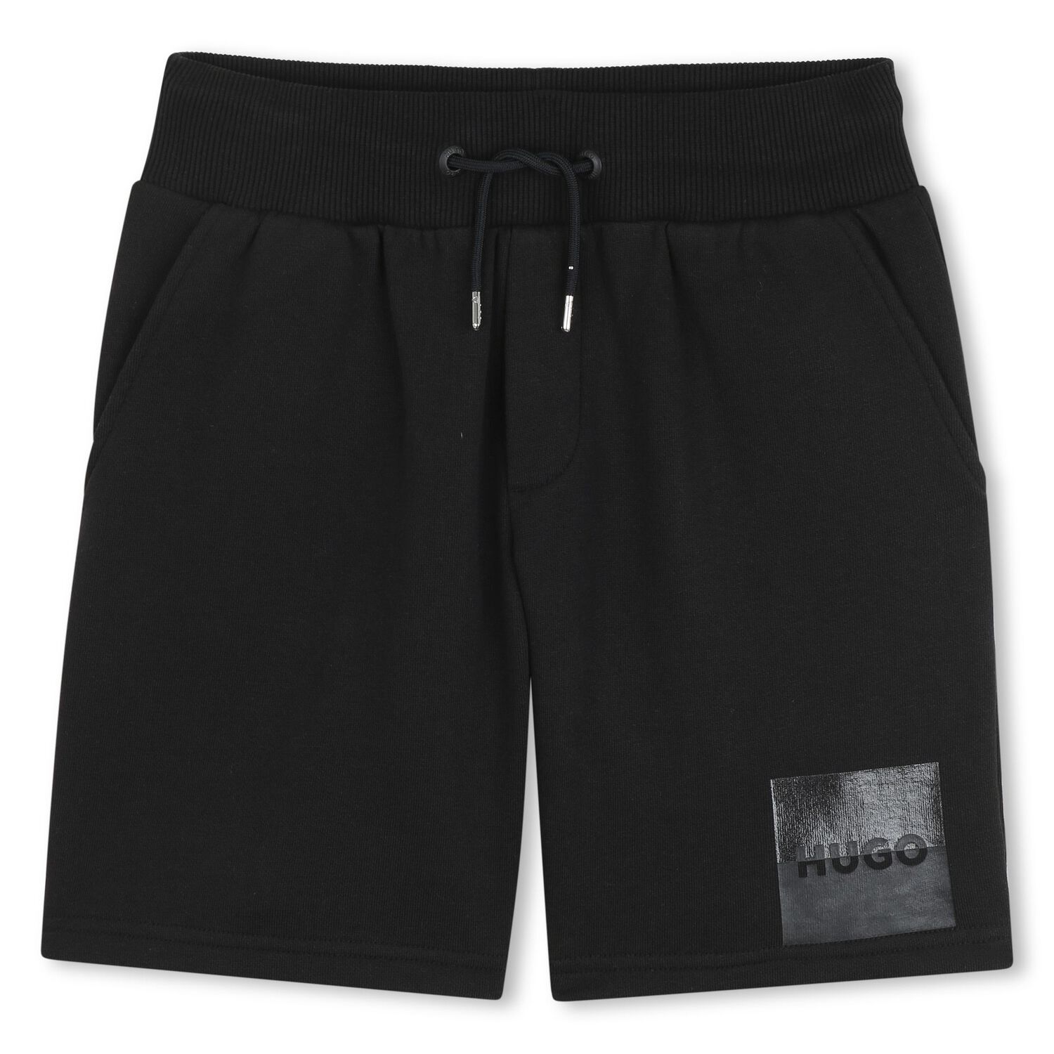 Boys Black Logo Shorts, 1, hi-res
