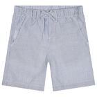 Boys White & Blue Striped Shorts Set, 1, hi-res