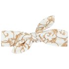 Baby Girls White & Gold Bow Headband  , 1, hi-res