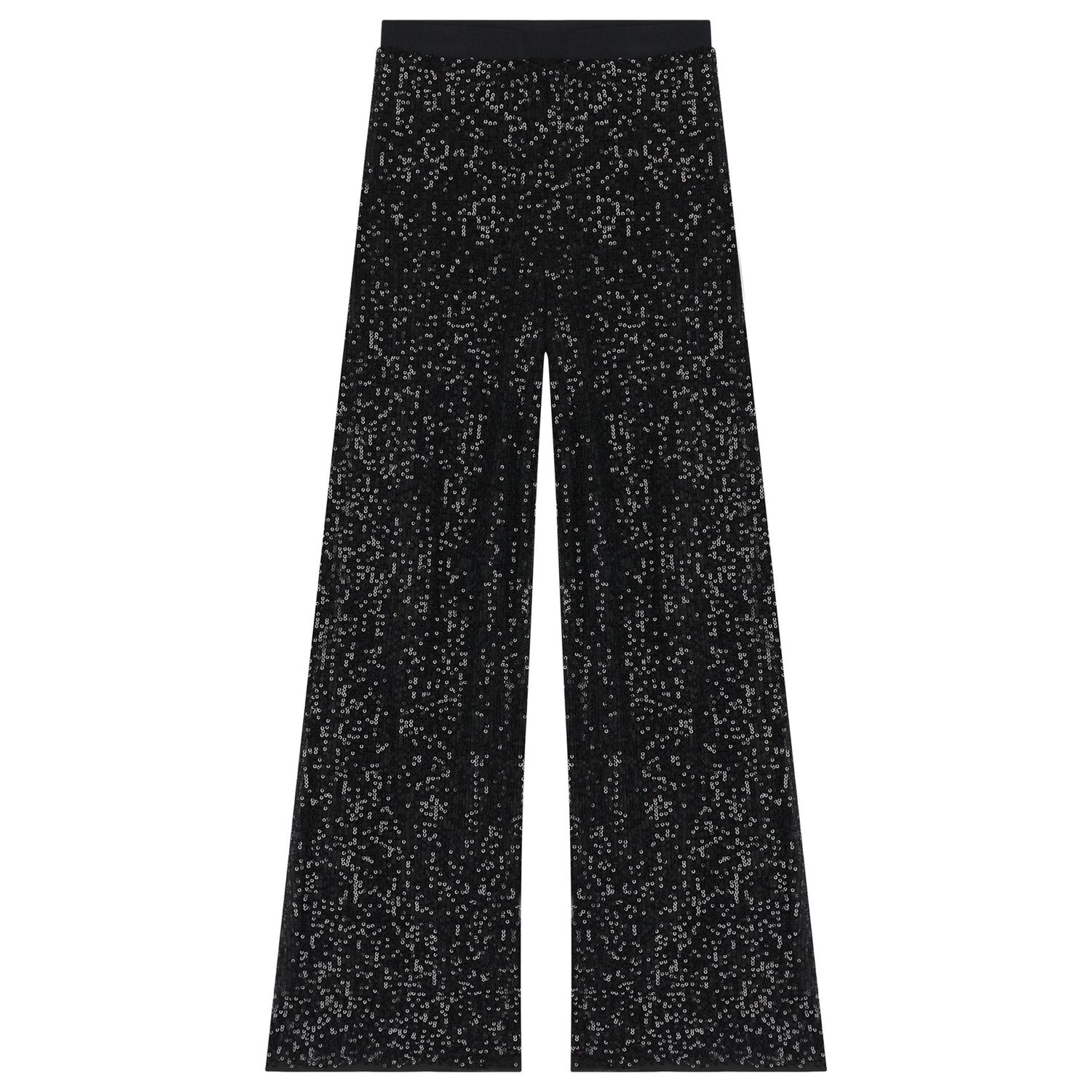 Girls Black Embellished Sequin Trouser Set, 2, hi-res