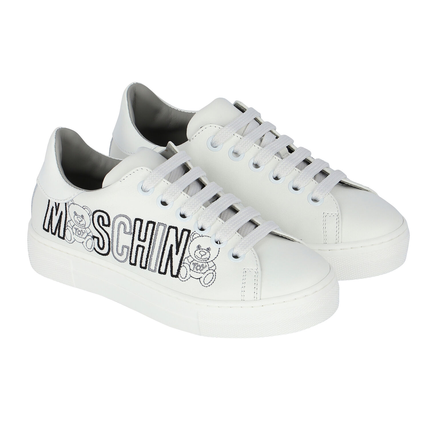 White Logo Leather Trainers, 1, hi-res image number null