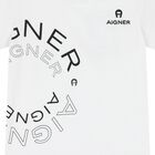 Younger Boys White Logo T-Shirt, 1, hi-res