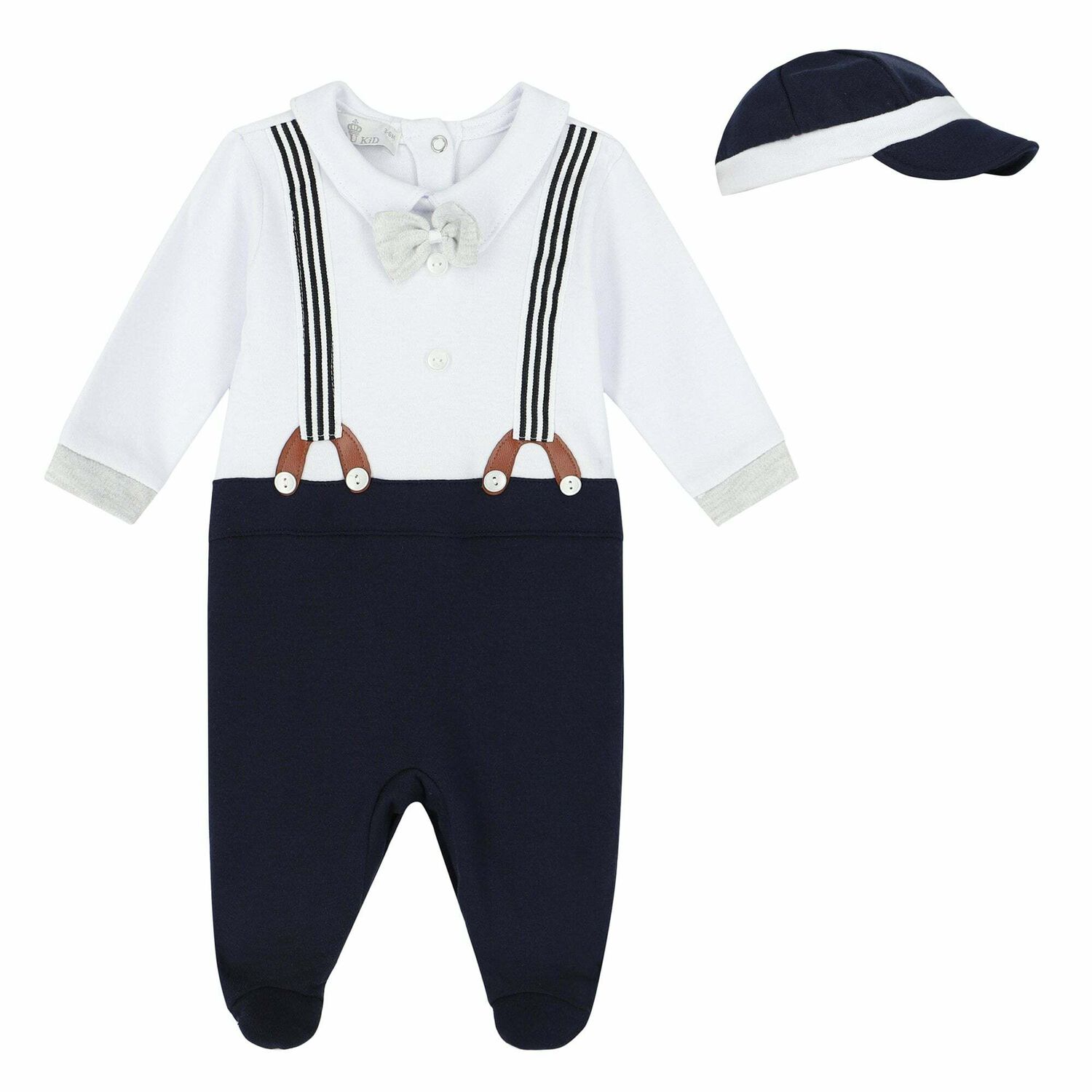 Baby Boys Navy & White Babygrow Set, 1, hi-res image number null