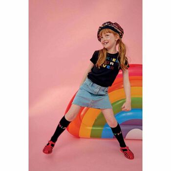 Girls Clay Black Logo Top