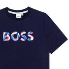 Girls Navy Blue Logo Dress, 1, hi-res