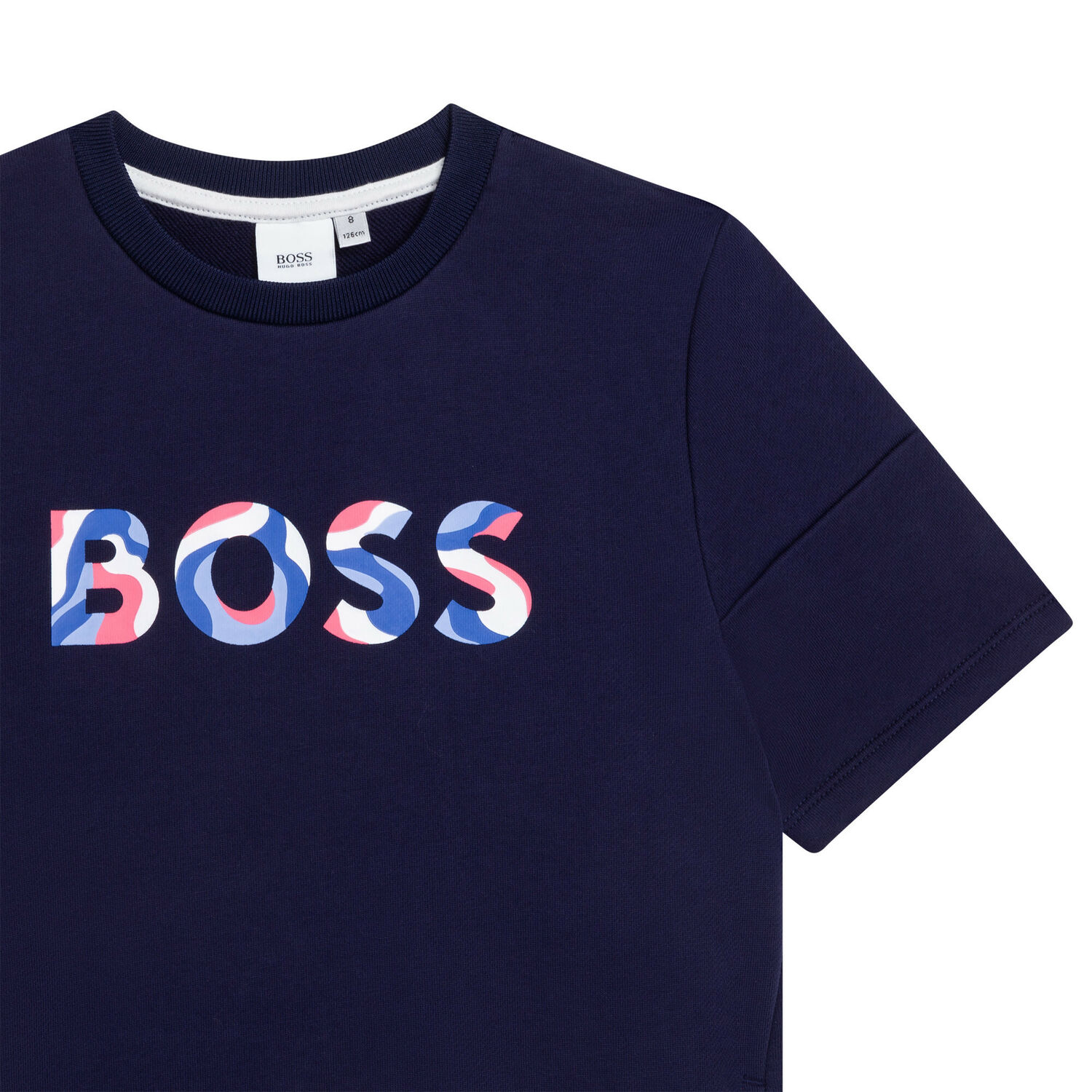 Girls Navy Blue Logo Dress, 1, hi-res