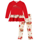 Girls Red & Ivory Logo Leggings Set, 1, hi-res