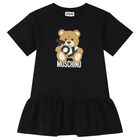 Girls Black Teddy Bear Logo Dress, 6, hi-res