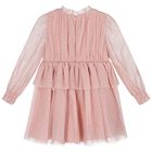 Girls Pink Dotted & Sparkle Tulle Dress, 1, hi-res