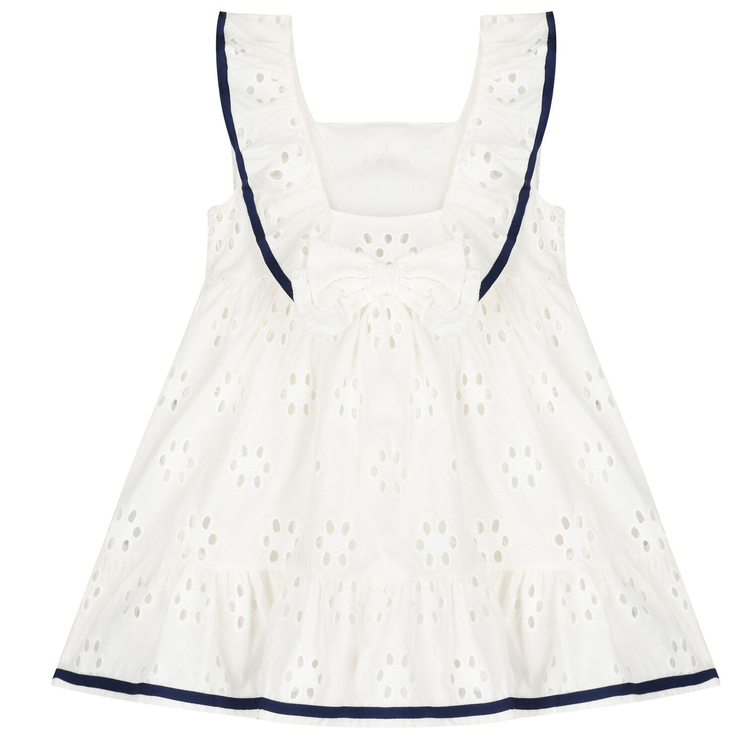 Girls White Broderie Anglaise Dress, 1, hi-res image number null