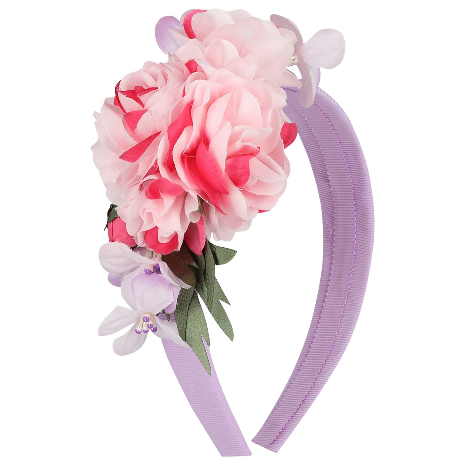 Girls Pink & Lilac Floral Headband, 1, hi-res