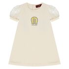 Younger Girls Beige Logo Dress, 1, hi-res