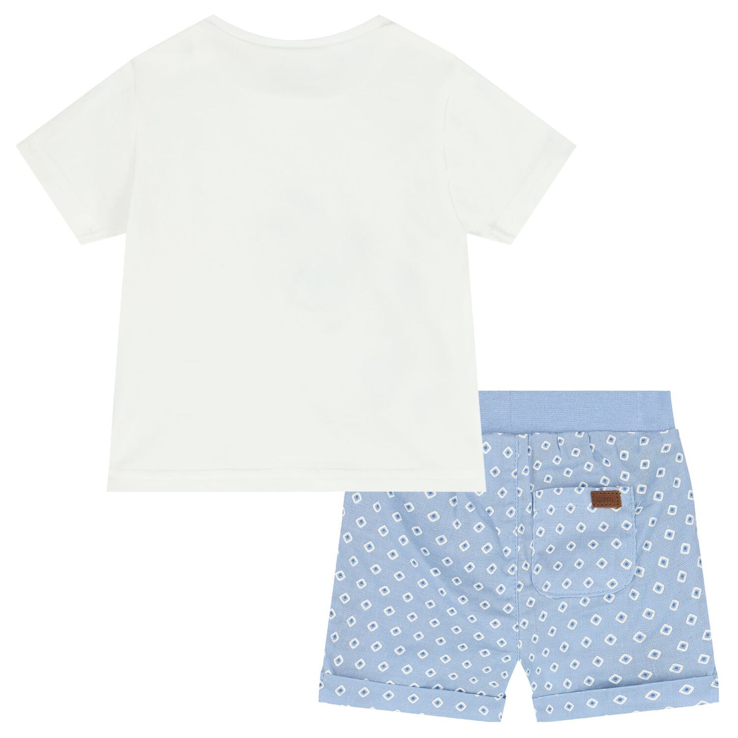 Baby Boys White & Blue Bunny Shorts Set, 2, hi-res