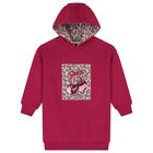 Girls Burgundy Embellished Cherry Hooded Sweatshirt Dress, 2, hi-res