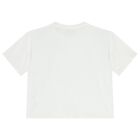 Girls White Embellished Logo T-Shirt, 1, hi-res