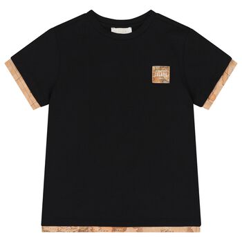 Boys Black Geo Map Logo T-Shirt