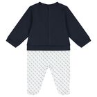 Baby Boys Navy Blue Logo Babygrow, 3, hi-res
