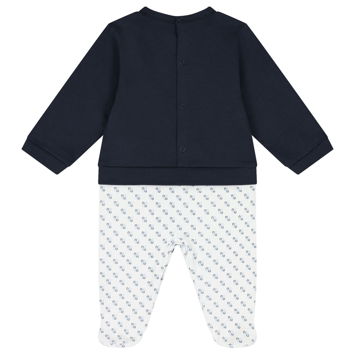 Baby Boys Navy Blue Logo Babygrow, 3, hi-res