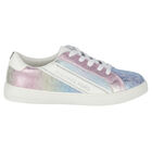 Girls Blue Iridescent Logo Trainers, 1, hi-res