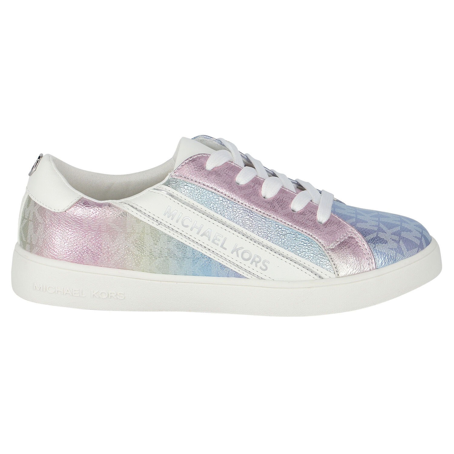 Girls Blue Iridescent Logo Trainers, 1, hi-res