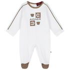 Baby Boys White & Blue Logo Babygrow, 1, hi-res