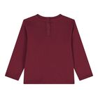 Baby Boys Burgundy Teddy Bear Logo Long Sleeve Top, 3, hi-res