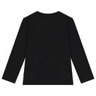 Boys Black Logo Long Sleeve Top, 1, hi-res