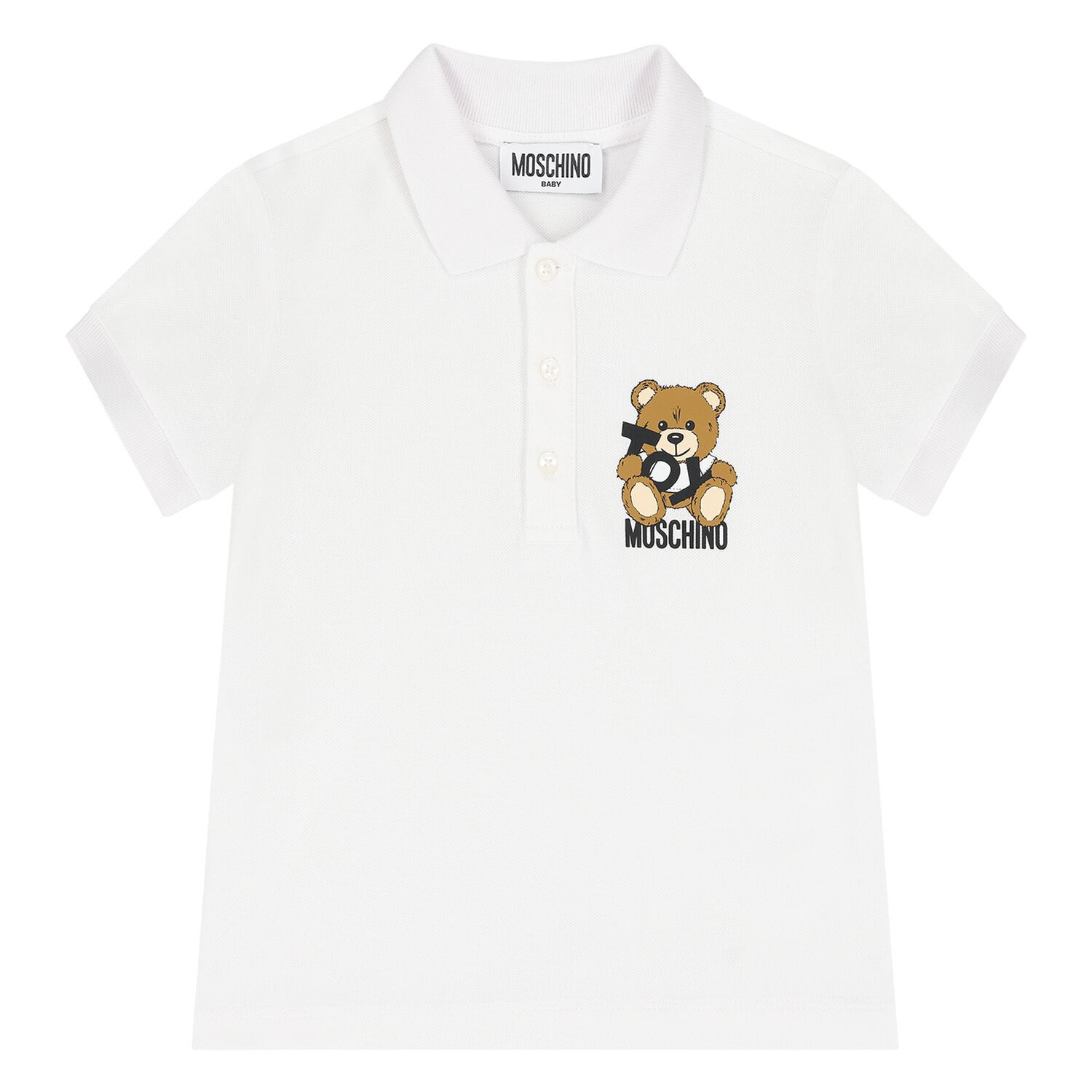 Younger Boys White Polo Shirt, 1, hi-res