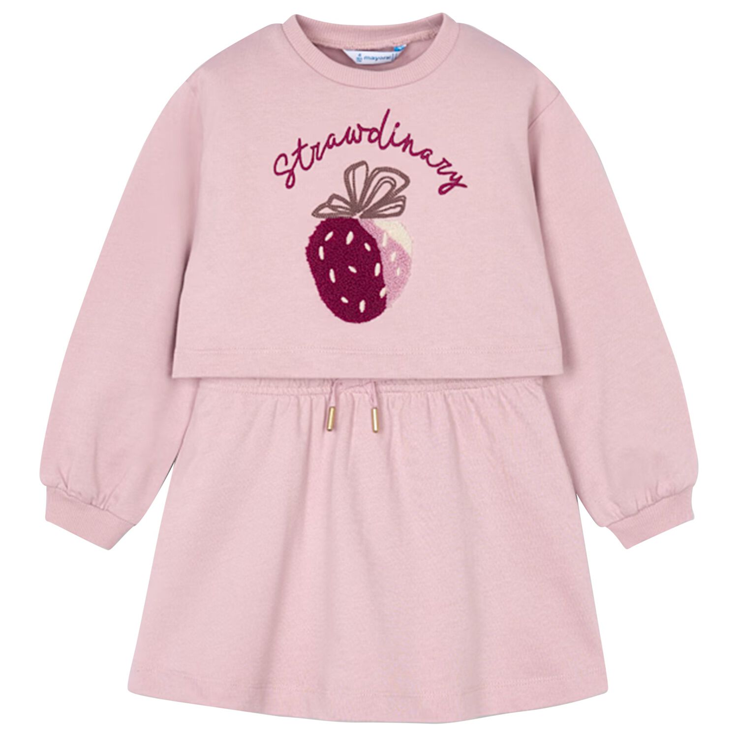 Girls Pink Strawberry Dress Set, 1, hi-res