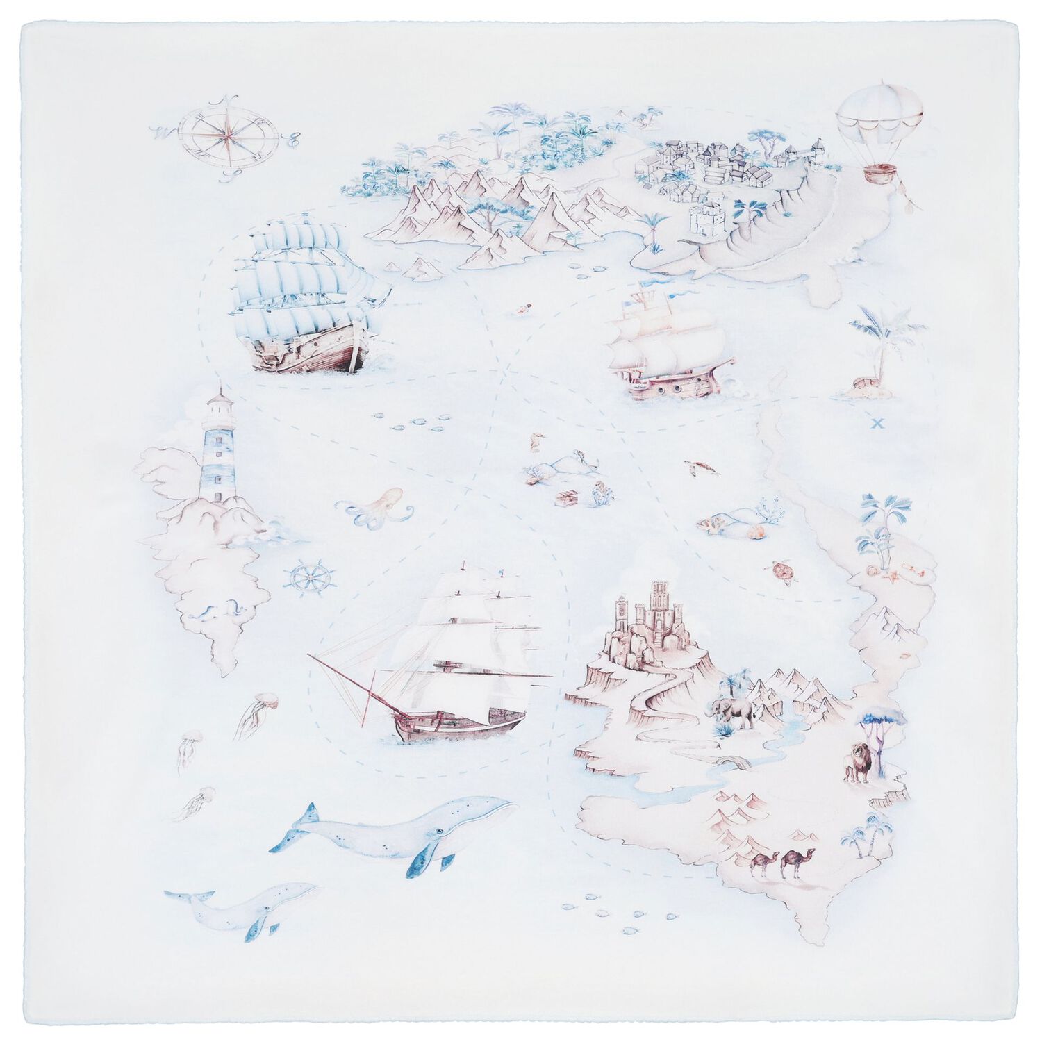 Baby Boys Blue & Ivory Blanket Set, 1, hi-res