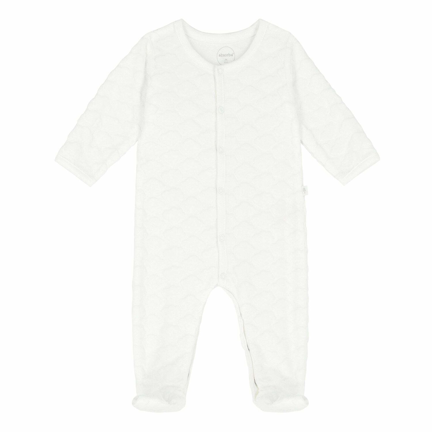 White Velour Babygrow, 3, hi-res
