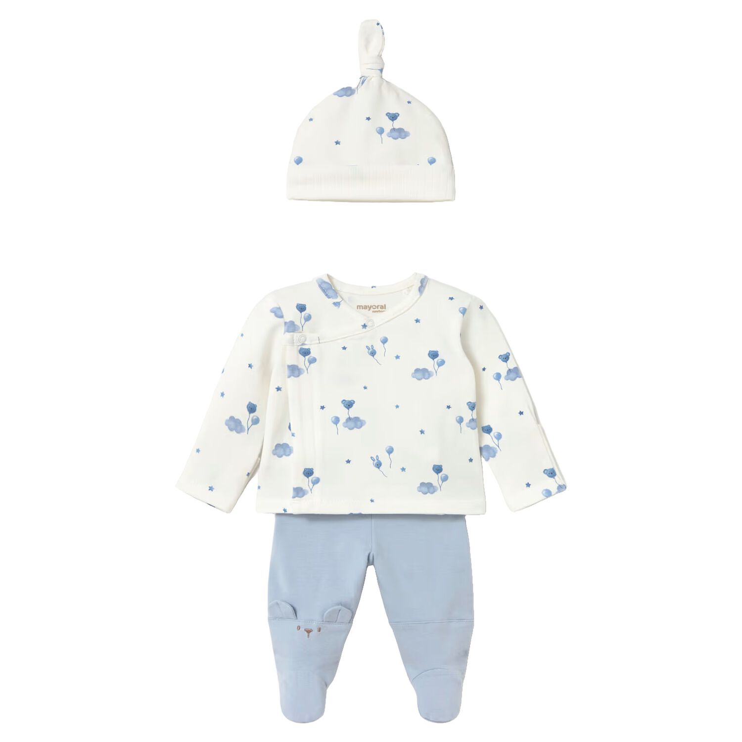 Baby Boys Ivory & Blue 2 Piece Babygrow Set, 1, hi-res