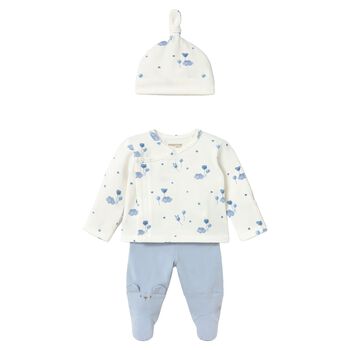 Baby Boys Ivory & Blue Balloon 2 Piece Babygrow Set